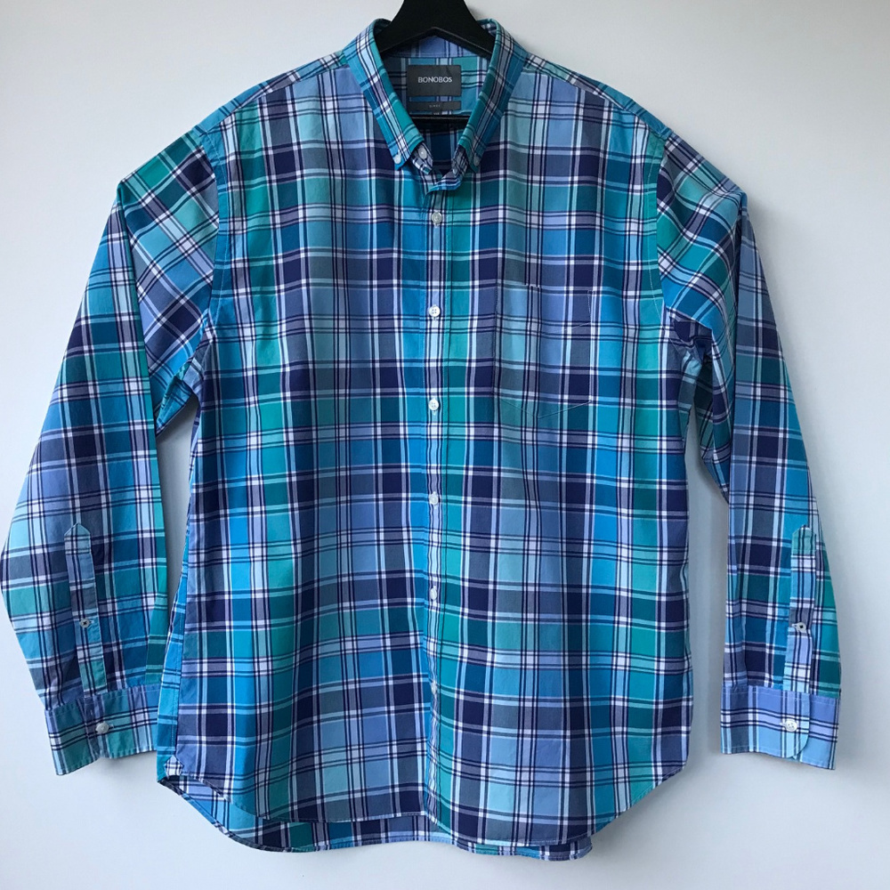 BONOBOS Button Down Long Sleeve Plaid Shirt